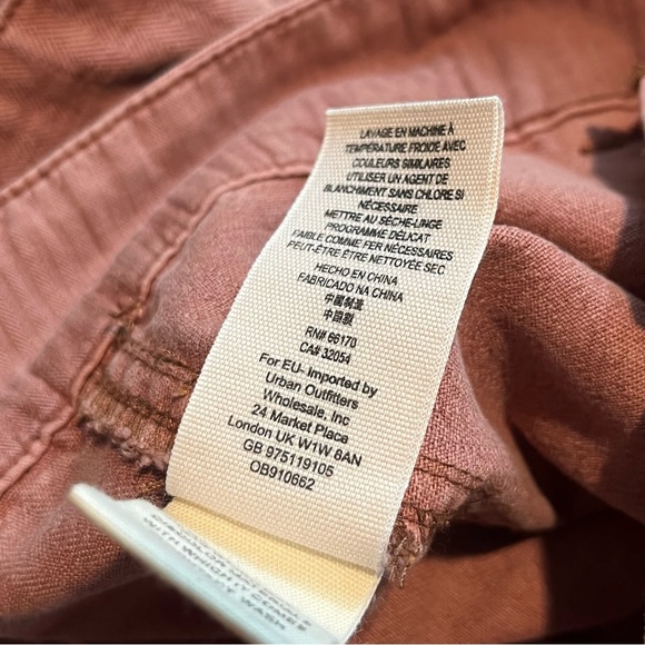 Free People Boyfriend Pink Cropped High Waist Wide Leg Chino Pants Size 12 - Picture 8 of 9